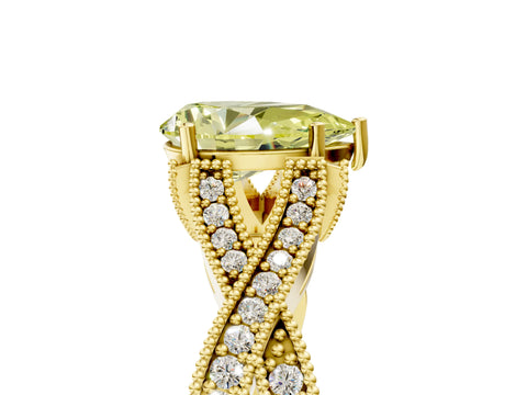 Yellow gold Fancy Yellow Pear Cut Cut Diamond Twisted Band with Milgrain Pave Setting and Four-Prong Setting_5