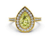 Yellow gold Fancy Yellow Pear Cut Cut Halo Pavé Diamond Ring