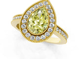 Yellow gold Fancy Yellow Pear Cut Cut Halo Pavé Diamond Ring_1