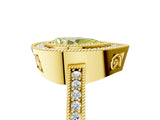 Yellow gold Fancy Yellow Pear Cut Cut Halo Pavé Diamond Ring_5