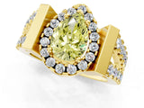 Yellow gold Fancy Yellow Pear Cut Cut Halo Split Shank Prong Set Ring_1