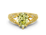 Yellow gold Fancy Yellow Pear Cut Cut Milgrain Pave Diamond Engagement Ring with Four-Prong Setting_3
