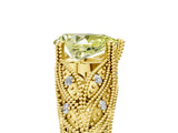 Yellow gold Fancy Yellow Pear Cut Cut Milgrain Pave Diamond Engagement Ring with Four-Prong Setting_8