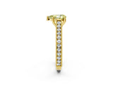 Yellow gold Fancy Yellow Pear Cut Cut Pave Band Milgrain Solitaire Ring_2