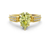Yellow gold Fancy Yellow Pear Cut Cut Pave Split Shank Engagement Ring with Four-Prong Setting
