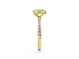 Yellow gold Fancy Yellow Pear Cut Diamond Brilliant Solitaire Ring with Pavé Band and Four-Prong Setting_2