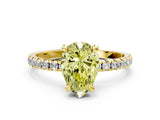 Yellow gold Fancy Yellow Pear Cut Diamond Brilliant Solitaire Ring with Pavé Band and Four-Prong Setting_24