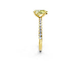 Yellow gold Fancy Yellow Pear Cut Diamond Brilliant Solitaire Ring with Pavé Band and Four-Prong Setting_26