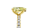 Yellow gold Fancy Yellow Pear Cut Diamond Brilliant Solitaire Ring with Pavé Band and Four-Prong Setting_29