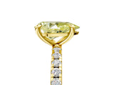 Yellow gold Fancy Yellow Pear Cut Diamond Brilliant Solitaire Ring with Pavé Band and Four-Prong Setting_5