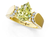 Yellow gold Fancy Yellow Pear Cut Diamond Channel Set Solitaire Ring with Four-Prong Setting_13