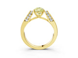 Yellow gold Fancy Yellow Pear Cut Diamond Channel Set Solitaire Ring with Four-Prong Setting_15