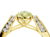 Yellow gold Fancy Yellow Pear Cut Diamond Channel Set Solitaire Ring with Four-Prong Setting_16