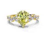 Yellow gold Fancy Yellow Pear Cut Diamond Cluster Pavé Band with Four-Prong Setting_3