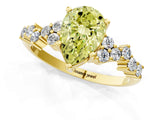 Yellow gold Fancy Yellow Pear Cut Diamond Cluster Pavé Band with Four-Prong Setting_4