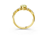 Yellow gold Fancy Yellow Pear Cut Diamond Cluster Pavé Band with Four-Prong Setting_6