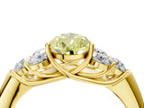 Yellow gold Fancy Yellow Pear  Cut Diamond Cluster Ring with Round Accent Stones and Prong Setting on a Classic Band_55