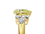 Yellow gold Fancy Yellow Pear  Cut Diamond Cluster Ring with Round Accent Stones and Prong Setting on a Classic Band_56