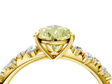 Yellow gold Fancy Yellow Pear Cut Diamond Cluster Side Stone Solitaire Ring with Prong Setting_71