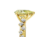 Yellow gold Fancy Yellow Pear Cut Diamond Cluster Side Stone Solitaire Ring with Prong Setting_72