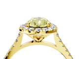 Yellow gold Fancy Yellow Pear Cut Diamond Cushion Halo Ring with Pavé Band_4