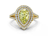 Yellow gold Fancy Yellow Pear Cut Diamond Double Halo Ring with Pavé Band and Prong Setting_72