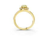Yellow gold Fancy Yellow Pear Cut Diamond Double Halo Ring with Split Shank and Four-Prong Setting_3