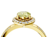 Yellow gold Fancy Yellow Pear Cut Diamond Double Halo Ring with Split Shank and Four-Prong Setting_4