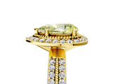 Yellow gold Fancy Yellow Pear Cut Diamond Double Halo Ring with Split Shank and Four-Prong Setting_5