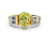 Yellow gold Fancy Yellow Pear Cut Diamond Engagement Ring with Baguette Side Stones and Channel Set Band_20
