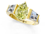 Yellow gold Fancy Yellow Pear Cut Diamond Engagement Ring with Baguette Side Stones and Channel Set Band_21