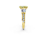 Yellow gold Fancy Yellow Pear Cut Diamond Engagement Ring with Baguette Side Stones and Channel Set Band_22
