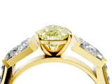 Yellow gold Fancy Yellow Pear Cut Diamond Engagement Ring with Baguette Side Stones and Channel Set Band_24