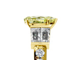Yellow gold Fancy Yellow Pear Cut Diamond Engagement Ring with Baguette Side Stones and Channel Set Band_25