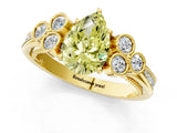 Yellow gold Fancy Yellow Pear  Cut Diamond Engagement Ring with Bezel Set Round Side Stones and Prong Setting_54