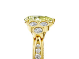 Yellow gold Fancy Yellow Pear  Cut Diamond Engagement Ring with Bezel Set Round Side Stones and Prong Setting_58
