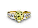 Yellow gold Fancy Yellow Pear  Cut Diamond Engagement Ring with Pavé Band and Four-Prong Setting_3