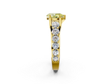 Yellow gold Fancy Yellow Pear  Cut Diamond Engagement Ring with Pavé Band and Four-Prong Setting_5
