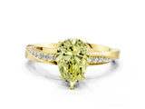 Yellow gold Fancy Yellow Pear Cut Diamond Engagement Ring with Side Stone Accents and Four-Prong Setting_12