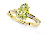 Yellow gold Fancy Yellow Pear Cut Diamond Engagement Ring with Side Stone Accents and Four-Prong Setting_13