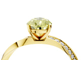 Yellow gold Fancy Yellow Pear Cut Diamond Engagement Ring with Side Stone Accents and Four-Prong Setting_16