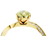 Yellow gold Fancy Yellow Pear Cut Diamond Engagement Ring with Side Stone Accents and Four-Prong Setting_64