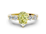 Yellow gold Fancy Yellow Pear  Cut Diamond Five-Stone Prong Set White Gold Ring_32