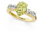 Yellow gold Fancy Yellow Pear  Cut Diamond Five-Stone Prong Set White Gold Ring_33