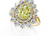Yellow gold Fancy Yellow Pear Cut Diamond Floral Double Halo Engagement Ring with Prong Setting_25
