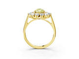 Yellow gold Fancy Yellow Pear Cut Diamond Floral Double Halo Engagement Ring with Prong Setting_27