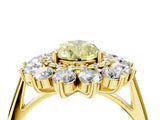 Yellow gold Fancy Yellow Pear Cut Diamond Floral Double Halo Engagement Ring with Prong Setting_28