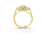 Yellow gold Fancy Yellow Pear Cut Diamond Floral Double Halo Engagement Ring with Prong Setting_63