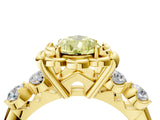 Yellow gold Fancy Yellow Pear  Cut Diamond Floral Halo Engagement Ring with Shared Prong Setting 4