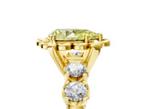 Yellow gold Fancy Yellow Pear  Cut Diamond Floral Halo Engagement Ring with Shared Prong Setting 5